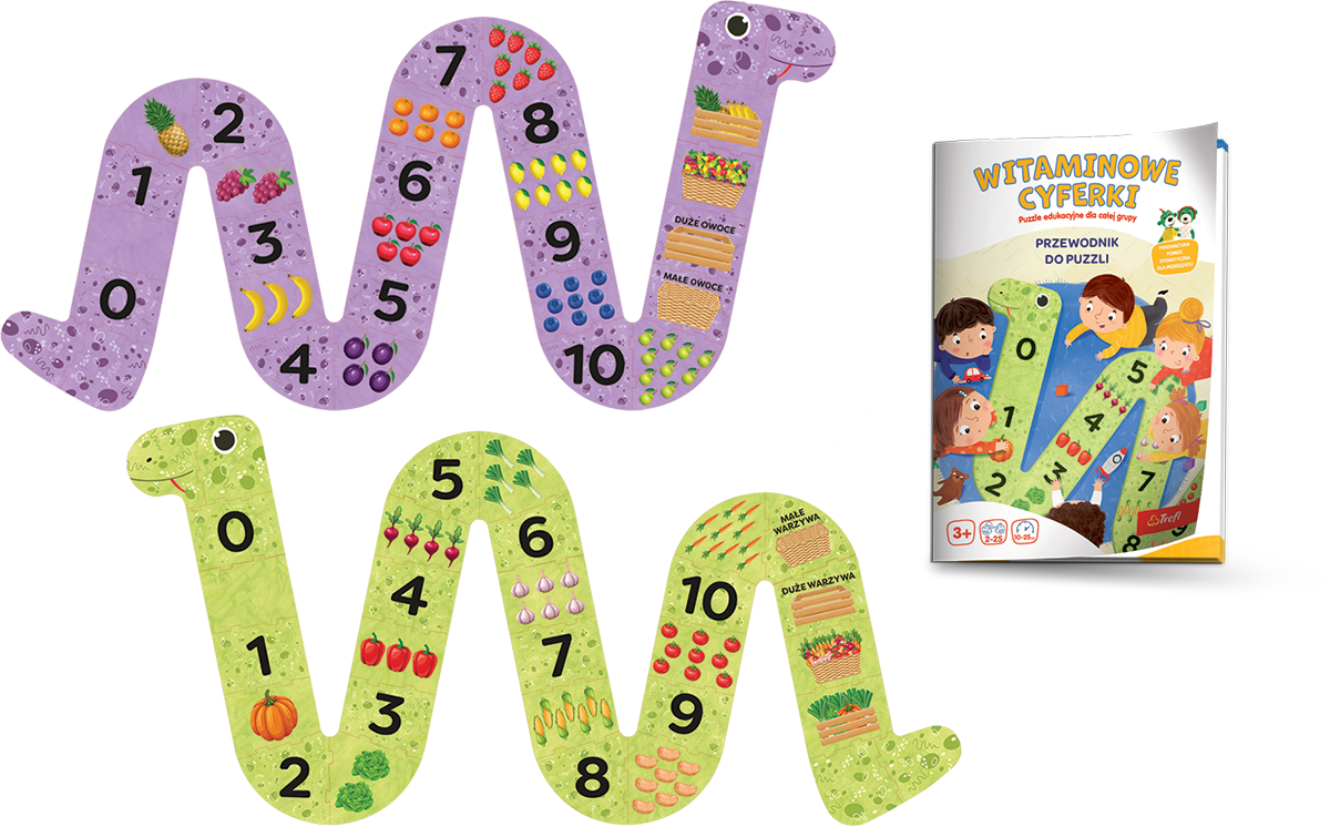 Puzzle XXL wąż witaminowe cyferki skład