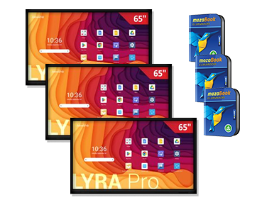 Zestaw: 3 x monitor 65 LYRA PRO z uchwytami + 3 x mozaBook Classroom na 6 miesięcy