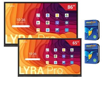 Zestaw: 1 x 86 LYRA PRO + 1 x 65 LYRA PRO z uchwytami + 2 x mozaBook Classroom na 6 miesięcy