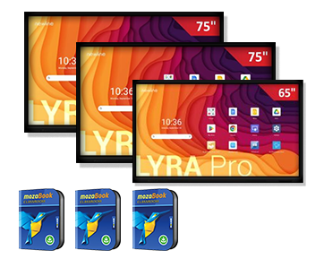 Zestaw: 2 x 75 LYRA PRO + 1 x 65 LYRA PRO z uchwytami + 2 x mozaBook Classroom na 6 miesięcy