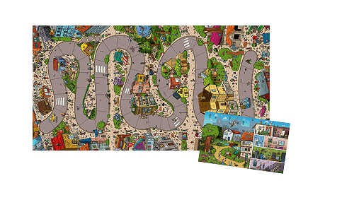 12 wielkoformatowych, dwustronnych puzzli, na odwrocie każdego z 12 puzzli jednakowe małe plansze