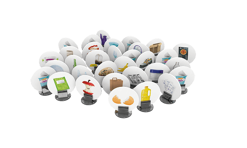 32 żetony odpadów z podstawkami